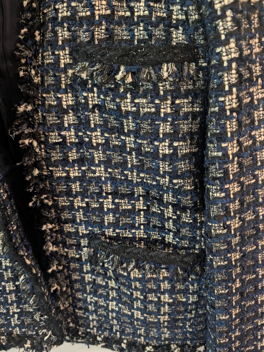 J. Crew Navy and White Tweed Blazer And Pencil Skirt Set Sz 4 - Picture 6 of 16